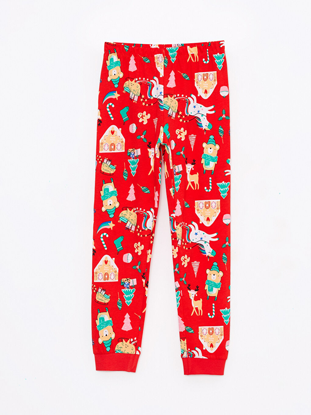 LCW Kids Crew Neck Christmas Themed Long Sleeve Girls Pajamas Set -W2BF92Z4-LTP