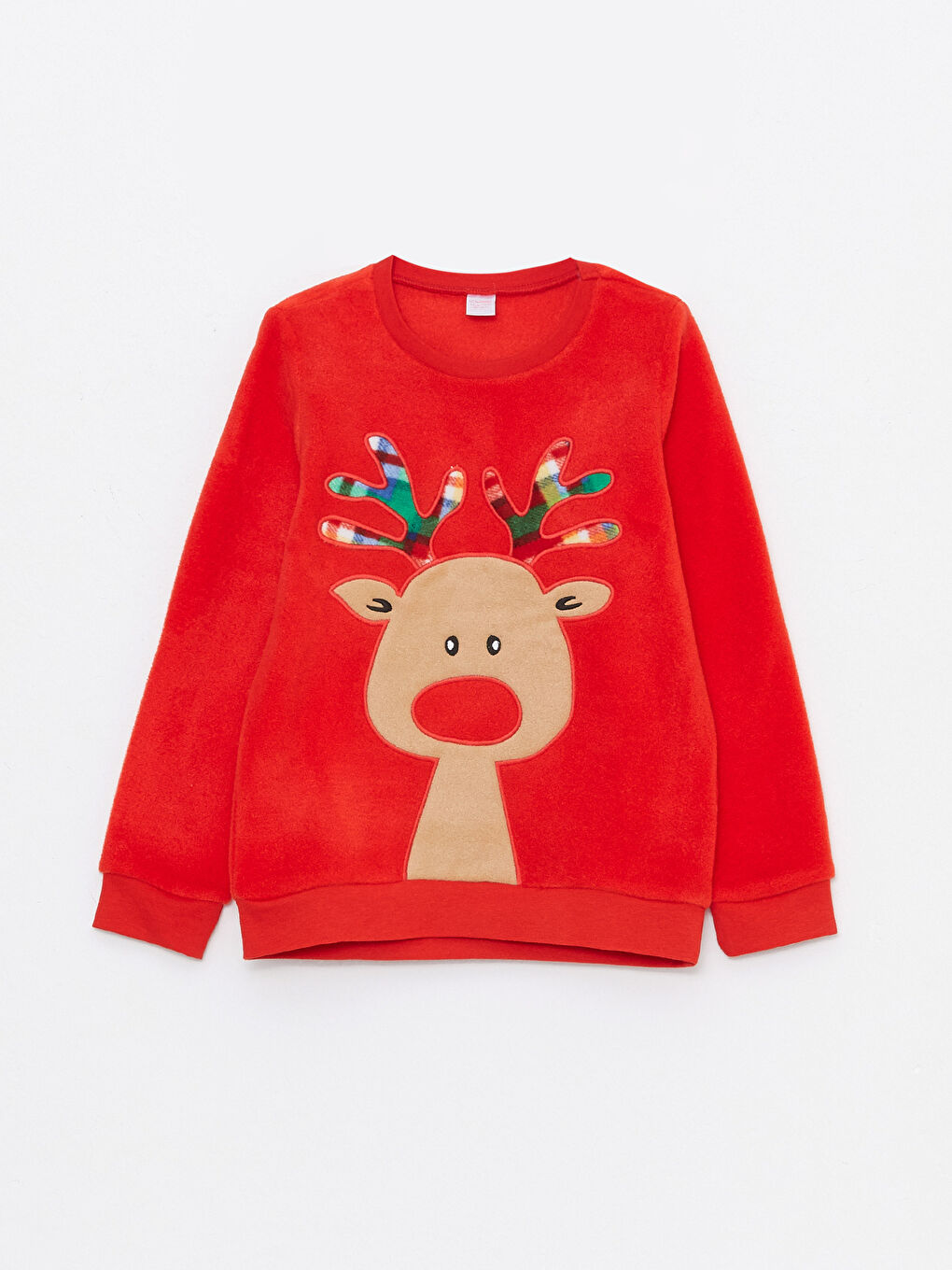 Kırmızı Bisiklet Yaka Yılbaşı Temalı Uzun Kollu Polar Kız Çocuk Pijama Takımı-3