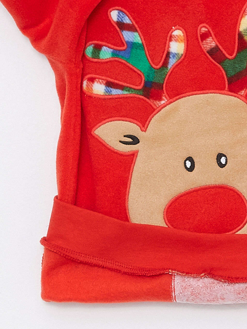 Kırmızı Bisiklet Yaka Yılbaşı Temalı Uzun Kollu Polar Kız Çocuk Pijama Takımı-5