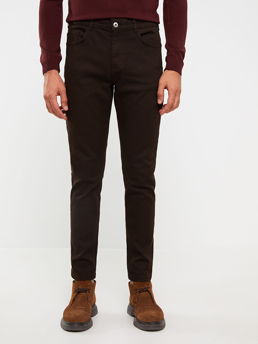 LCW Vision Koyu Kahverengi Slim Fit Gabardin Erkek Pantolon - 3