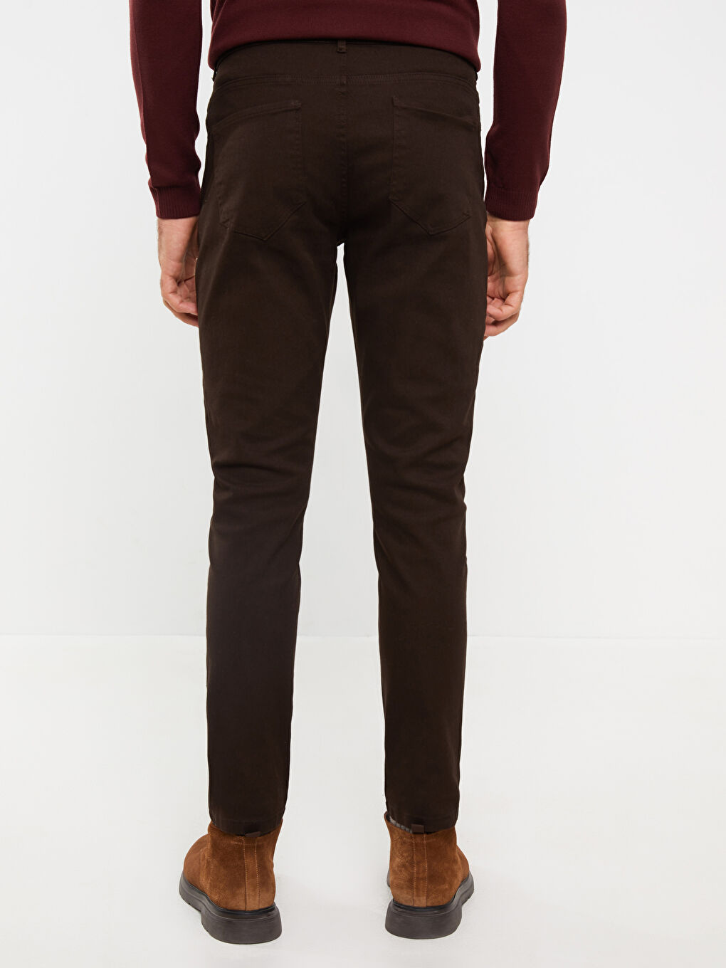 LCW Vision Koyu Kahverengi Slim Fit Gabardin Erkek Pantolon - 4