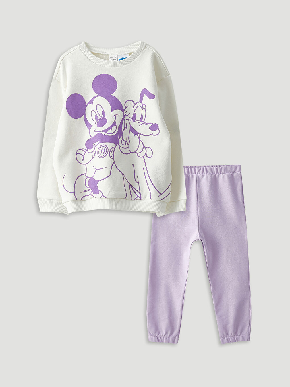 LCW baby Bisiklet Yaka Uzun Kollu Disney Baskılı Kız Bebek Tişört ve Eşofman Alt 2'li Takım -W2BG10Z1-FRC