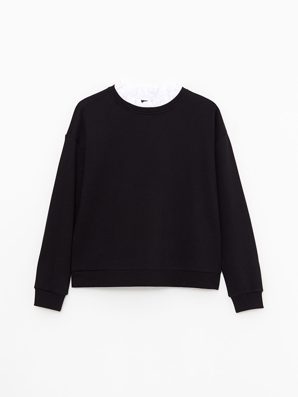 Ruffle Turtle Neck Regular Long Sleeve Women's Sweatshirt -W2BG15Z8-CVL