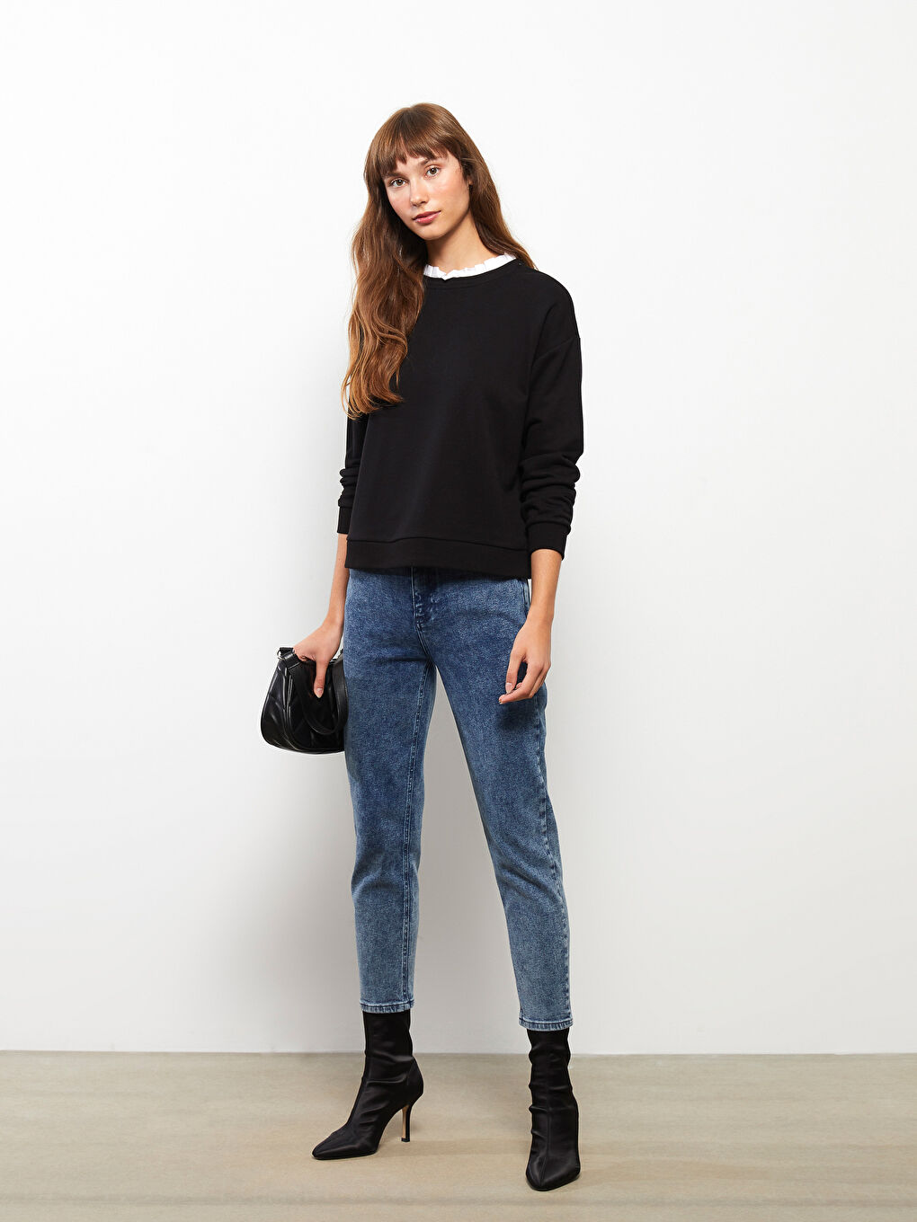 Ruffle Turtle Neck Regular Long Sleeve Women's Sweatshirt -W2BG15Z8-CVL