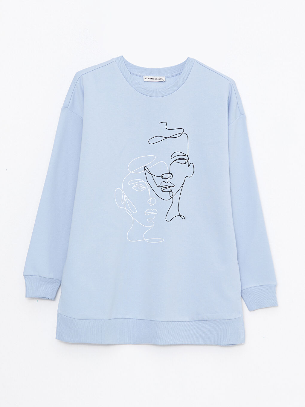 LCWAIKIKI Basic Rundhalsausschnitt Bedruckt Langarm Damen Sweatshirt -W2BG22Z8-FH0