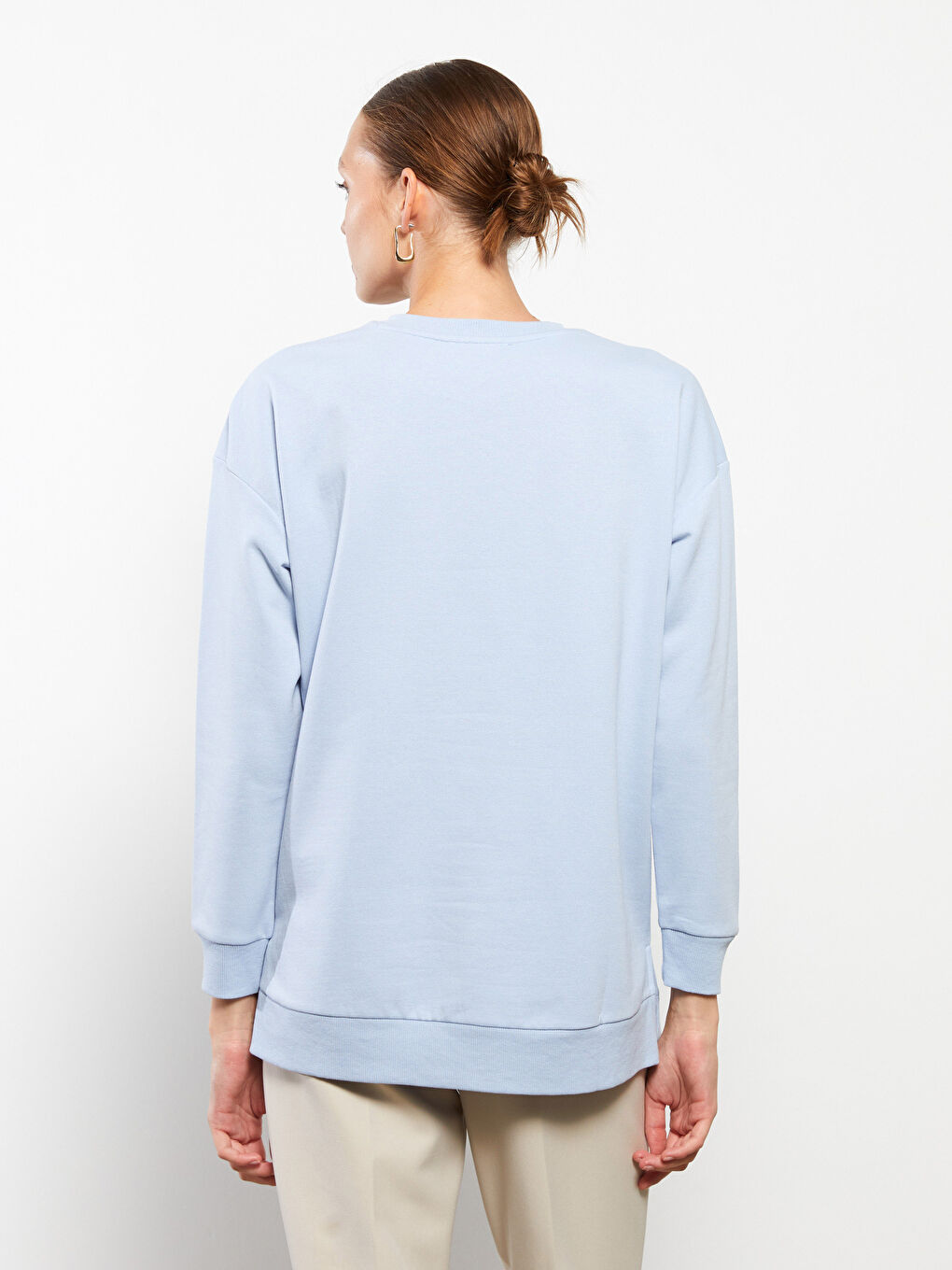 LCWAIKIKI Basic Rundhalsausschnitt Bedruckt Langarm Damen Sweatshirt -W2BG22Z8-FH0