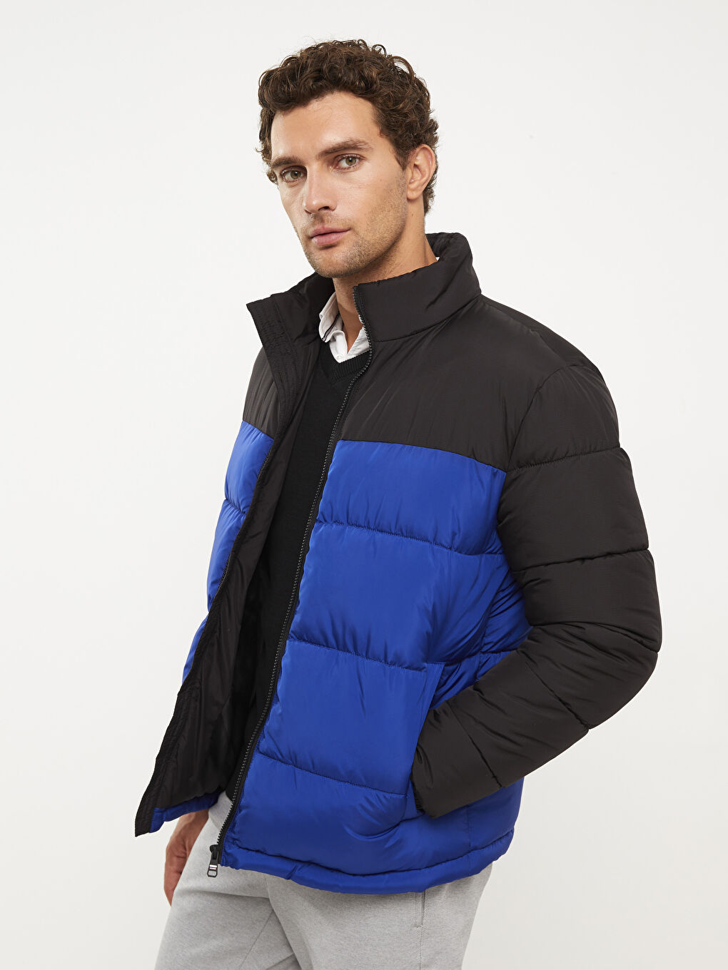 Standard Fit Funnel Neck Men's Puffer Coat-2