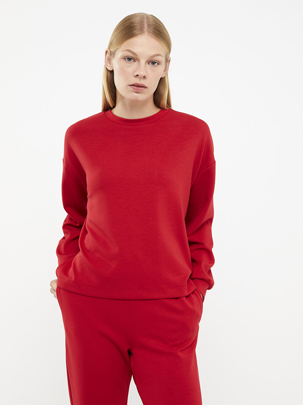 LC Waikiki Crew Neck Plain Long Sleeve Women's Sweatshirt -W2BG27Z8-HKD