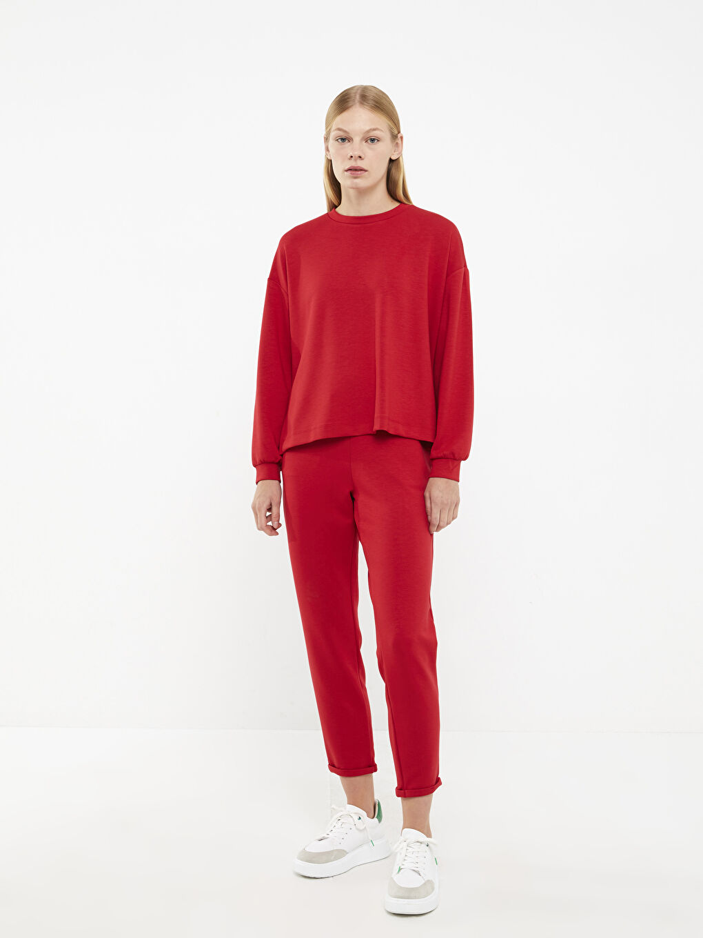 LC Waikiki Crew Neck Plain Long Sleeve Women's Sweatshirt -W2BG27Z8-HKD
