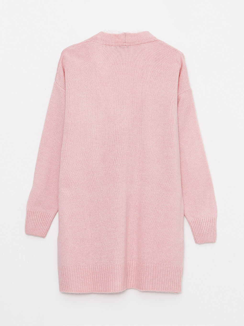 Pembe V Yaka Nakışlı Uzun Kollu Kadın Triko Hırka-6