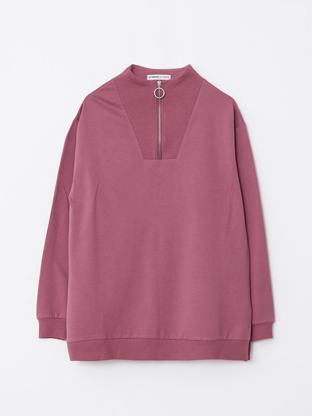 Женский Свитшот с Воротником-Трубой Прямой С Длинным Рукавом из Хлопка-5