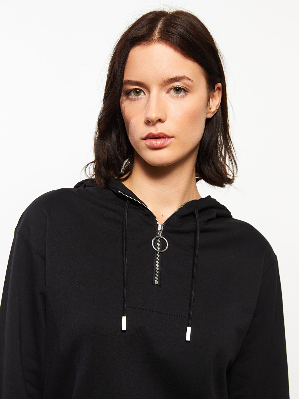 LCWAIKIKI Basic Hooded Plain Long Sleeve Women's Sweatshirt -W2BG36Z8-CVL