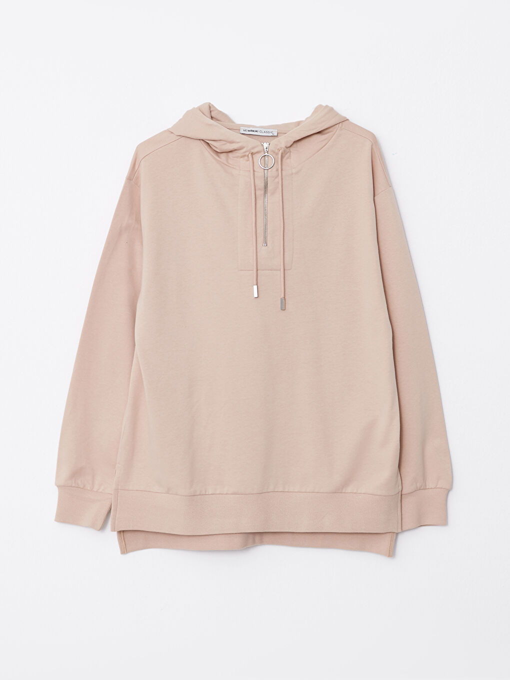 Kapüşonlu Düz Uzun Kollu Kadın Sweatshirt-5