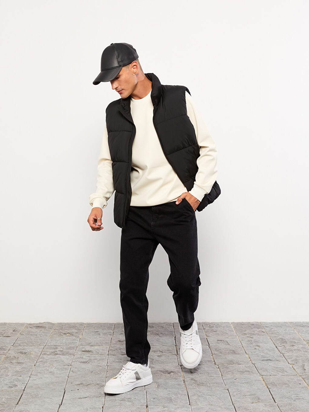 LCW ACCESSORIES Leather Look Men's Cap Hat -W2BG78Z8-HUC