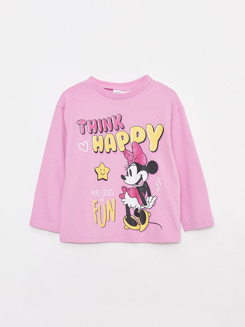 Crew Neck Mickey Mouse Printed Long Sleeve Baby Girl T-shirt -W2BH11Z1-FHJ