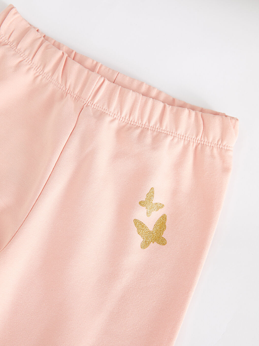 Pembe Beli Lastikli Baskılı Pamuklu Kız Çocuk Tayt-2