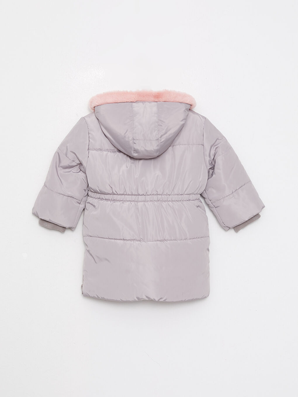 Bej Kapüşonlu Uzun Kollu Kız Bebek Mont-1