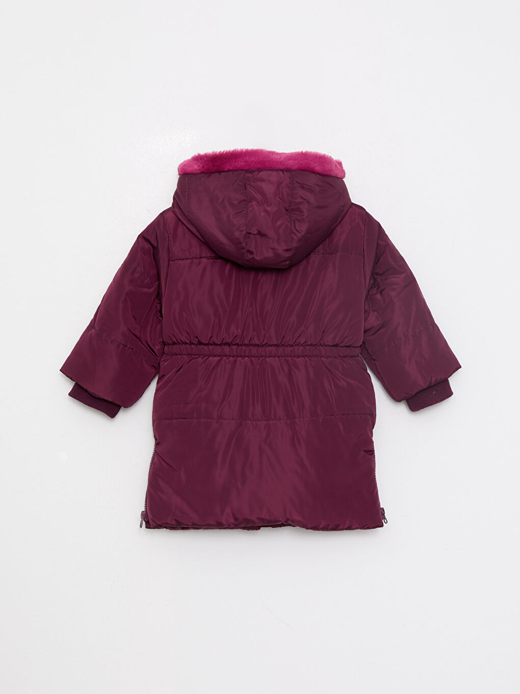 Mürdüm Kapüşonlu Uzun Kollu Kız Bebek Mont-1