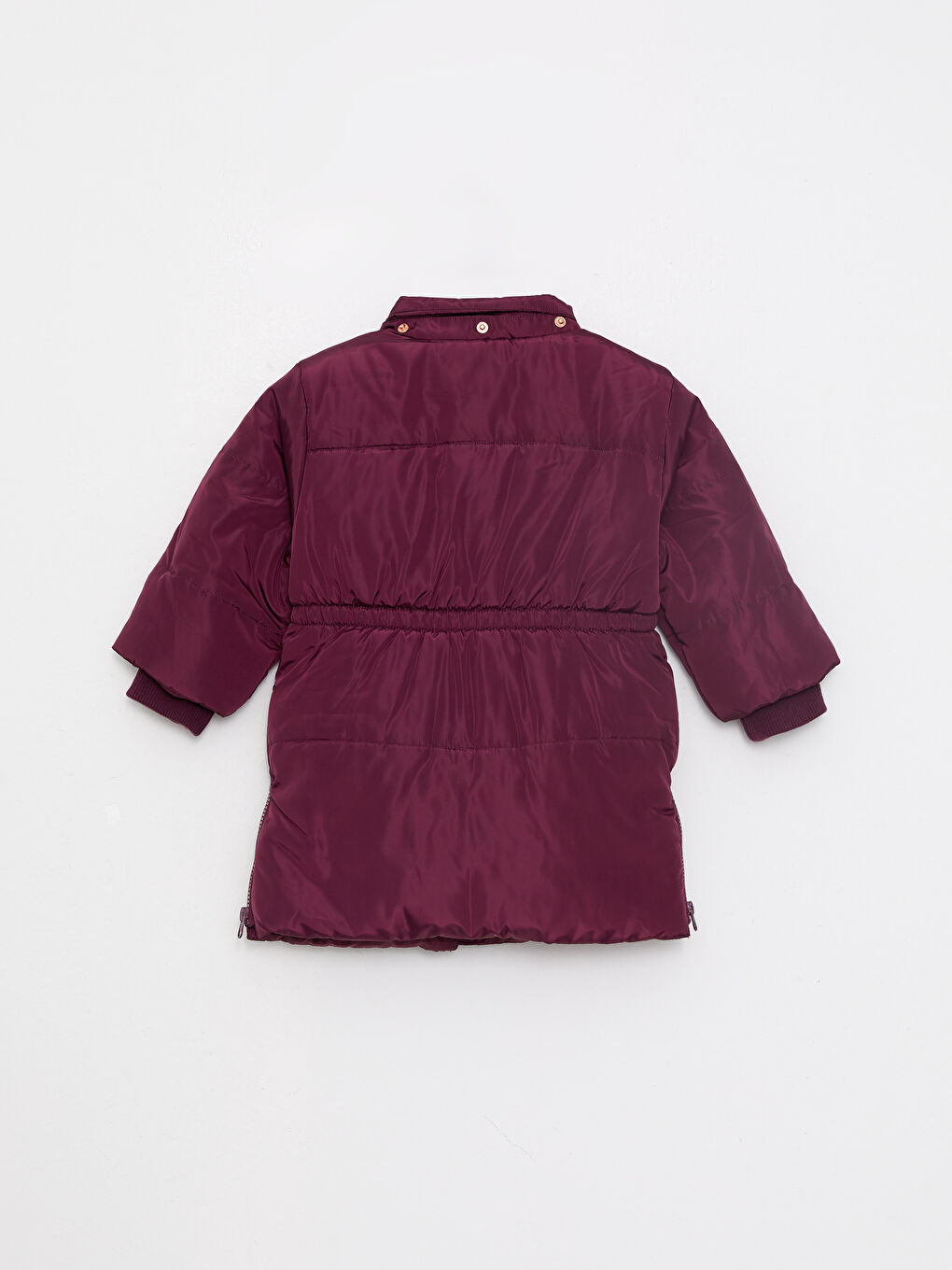 Mürdüm Kapüşonlu Uzun Kollu Kız Bebek Mont-2