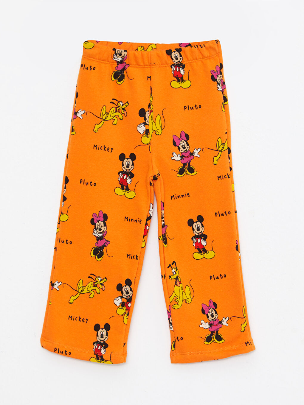 Turuncu Bisiklet Yaka Uzun Kollu Minnie Mouse Baskılı Kız Bebek Sweatshirt ve Eşofman Alt 2'li Takım-2