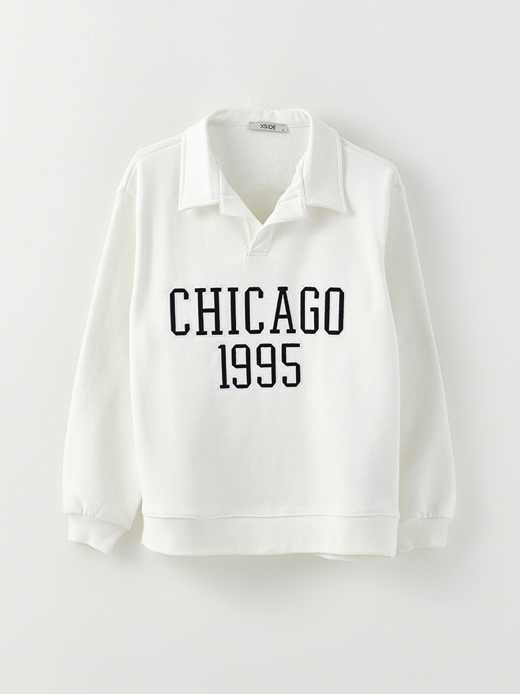 سويت شيرت تخين ياقة بولو مطرز للسيدات-5