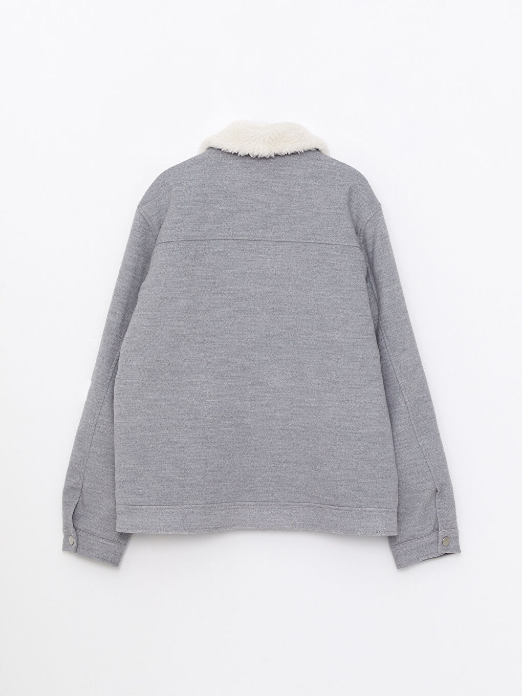 Gri Slim fit Gömlek Yaka Erkek Kaşe Mont-6