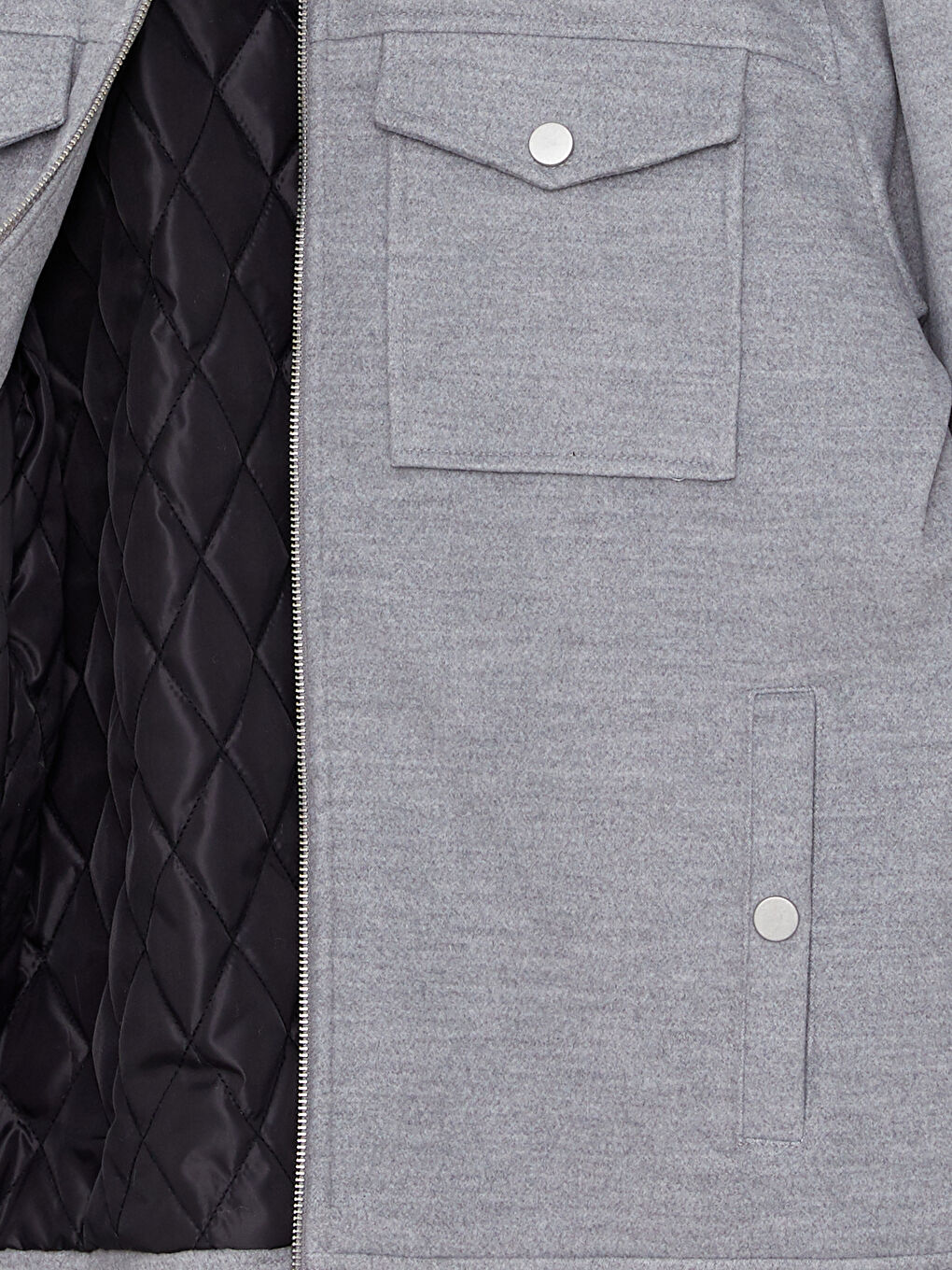 Gri Slim fit Gömlek Yaka Erkek Kaşe Mont-7