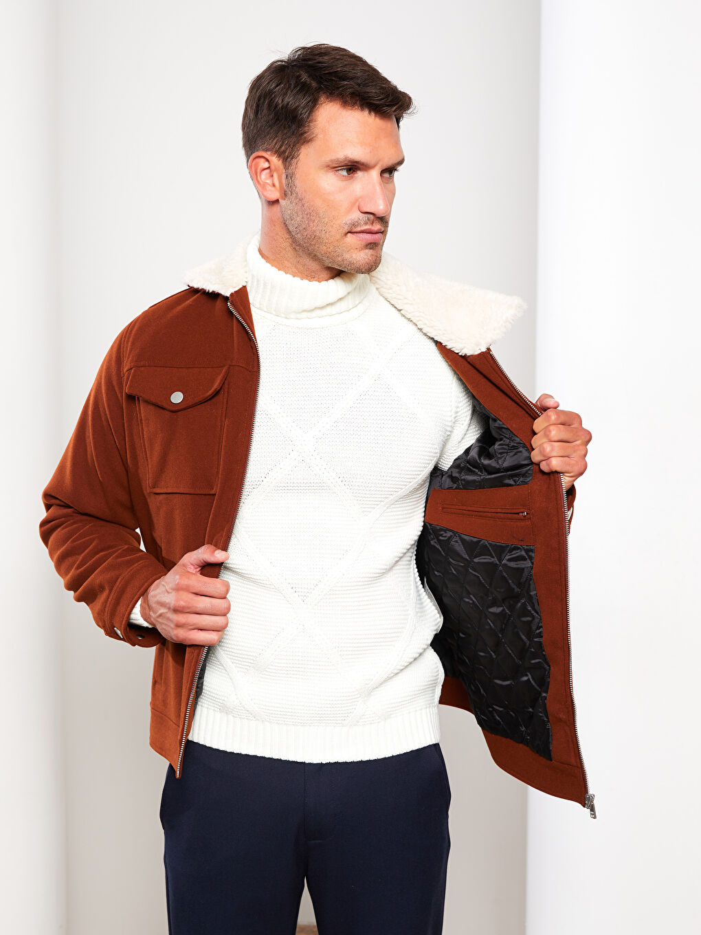 LCW Vision Slim fit Shirt Neck Men's Cachet Coat -W2BH70Z8-JAL