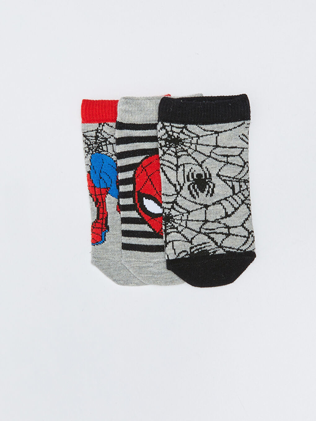 Karışık Spider-Man Desenli Erkek Çocuk Patik Çorap 3'lü-2