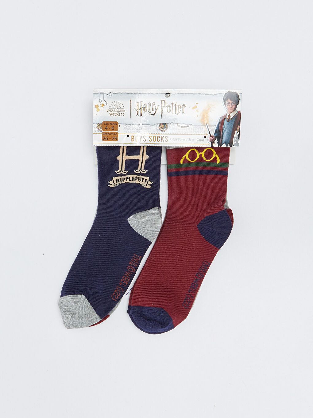 Karışık Harry Potter Desenli Erkek Çocuk Soket Çorap 3'lü