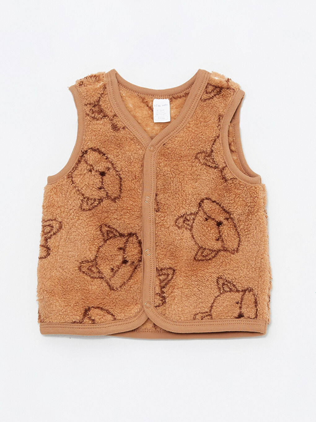 Kahverengi V Yaka Desenli Erkek Bebek Yelek