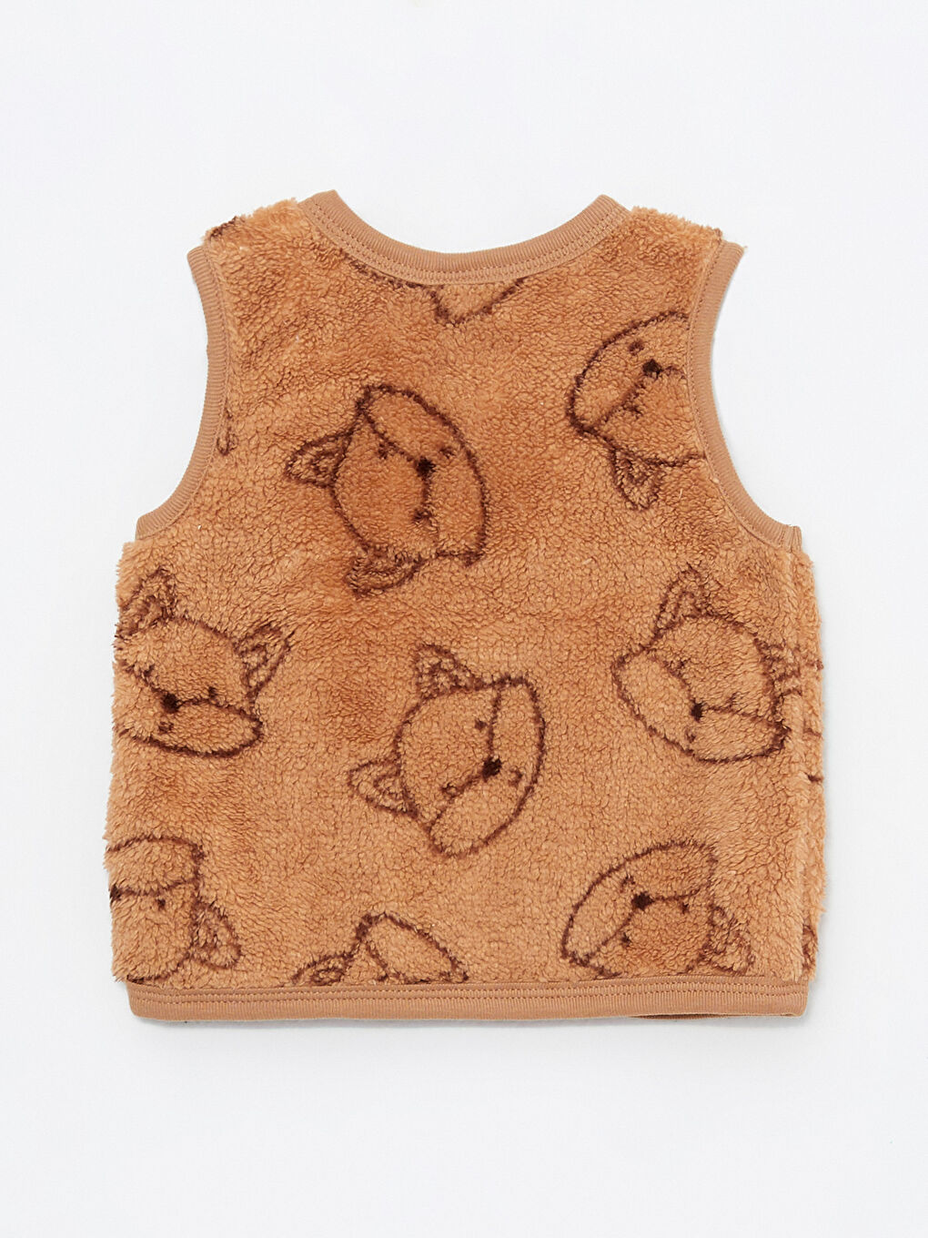 Kahverengi V Yaka Desenli Erkek Bebek Yelek-1