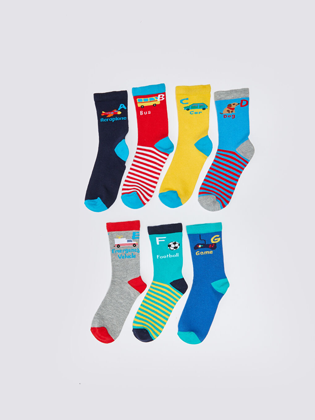 جوارب الكاحل المنقوشة للأولاد - ٧ عبوات-1