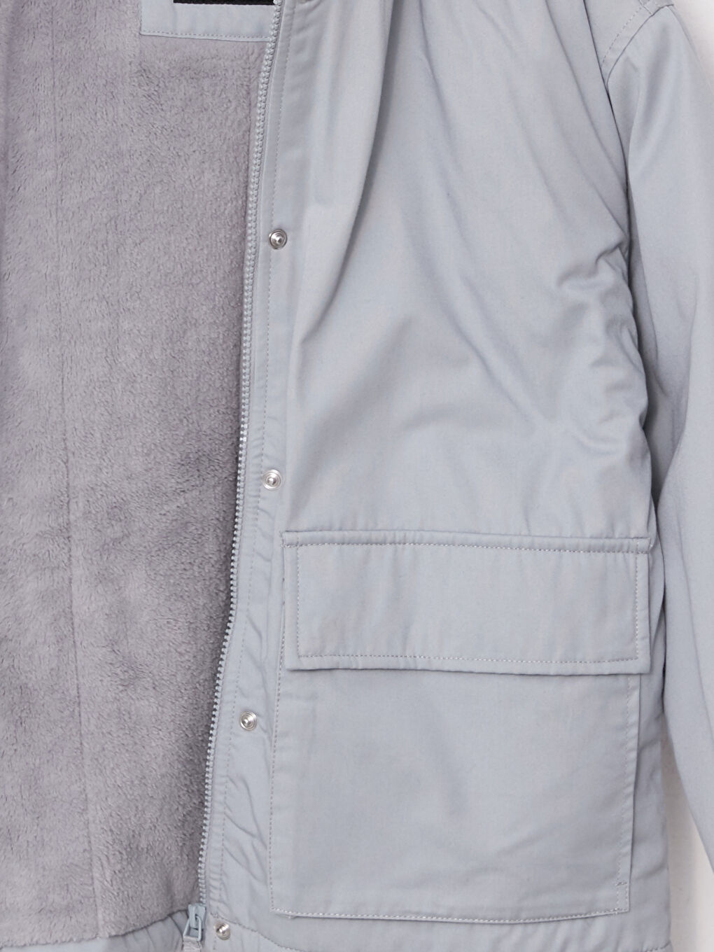 Gri Kadın Kapüşonlu Düz Parka-11