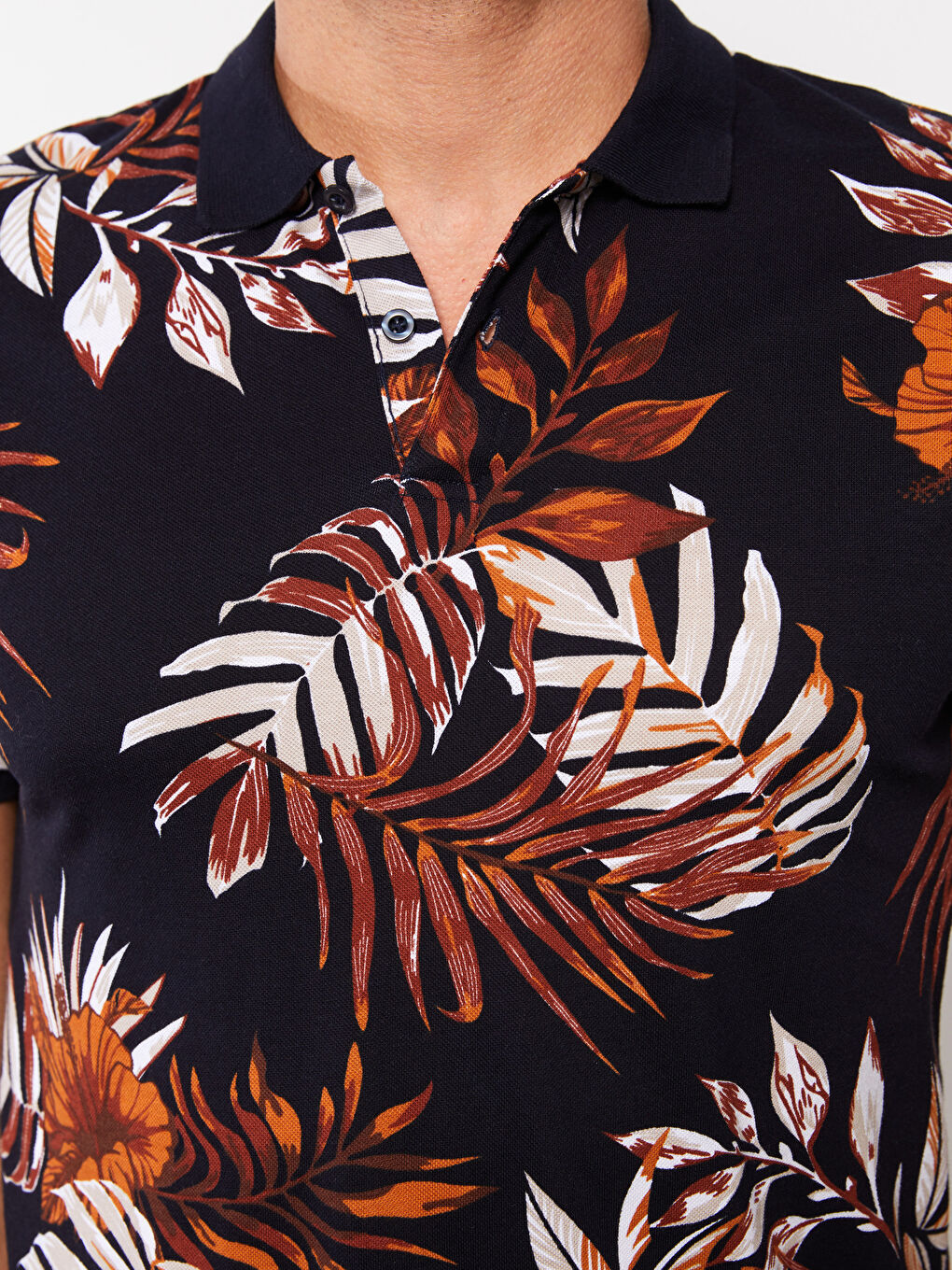 Polo Neck Short Sleeve Patterned Pique Men's T-Shirt-3