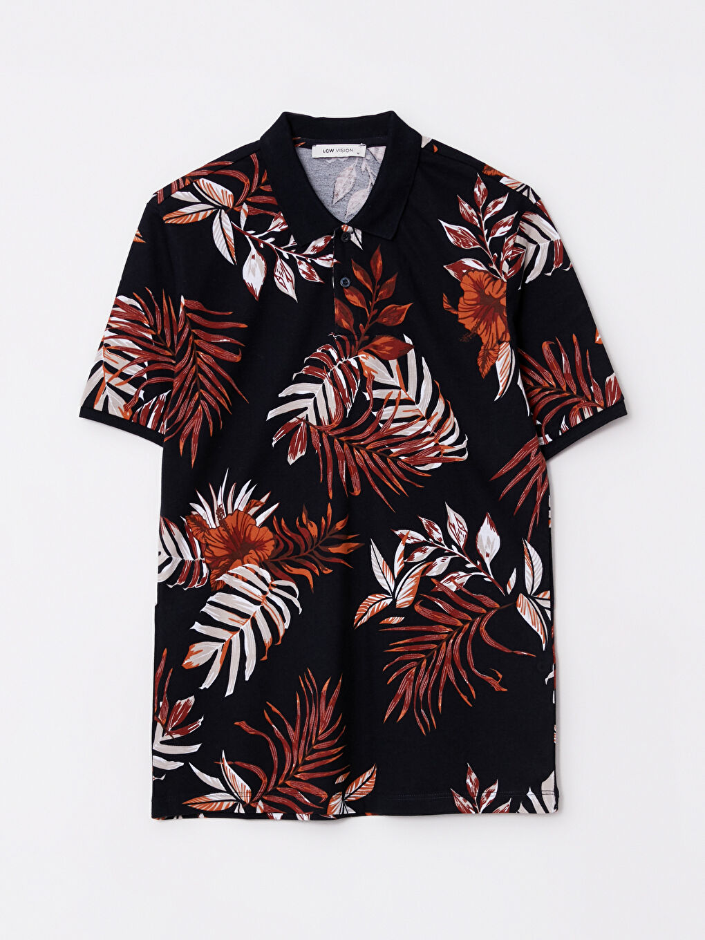 Polo Neck Short Sleeve Patterned Pique Men's T-Shirt-5