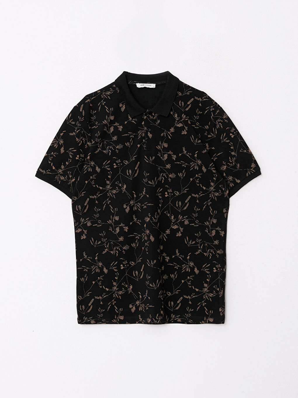 Polo Neck Short Sleeve Patterned Pique Men's T-Shirt-5