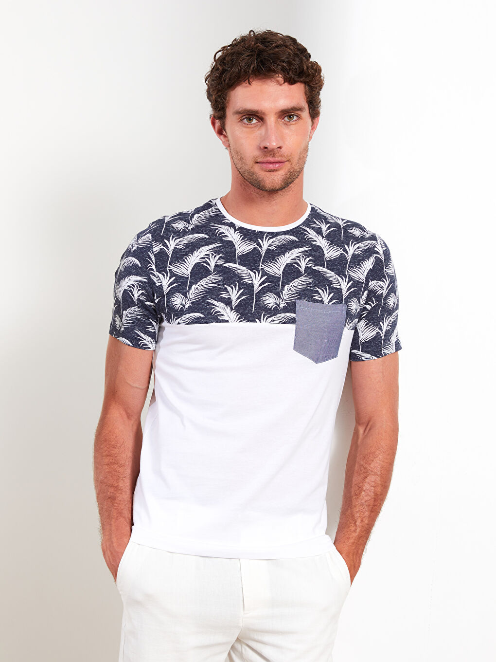 Футболка Мужская Джерси С Узором, Коротким Рукавом И Круглым Вырезом