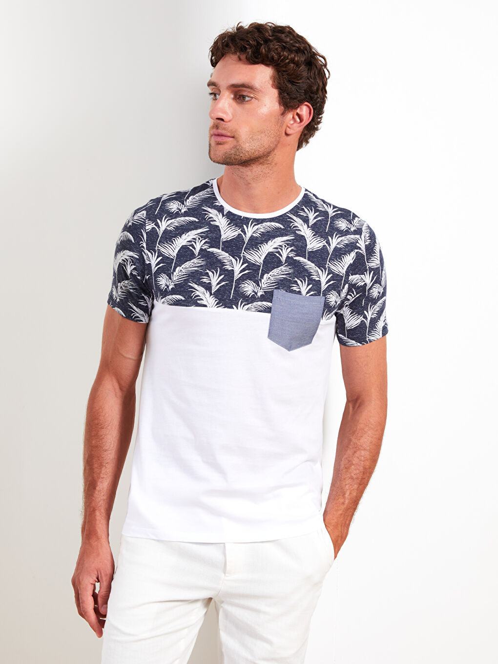 Футболка Мужская Джерси С Узором, Коротким Рукавом И Круглым Вырезом-1