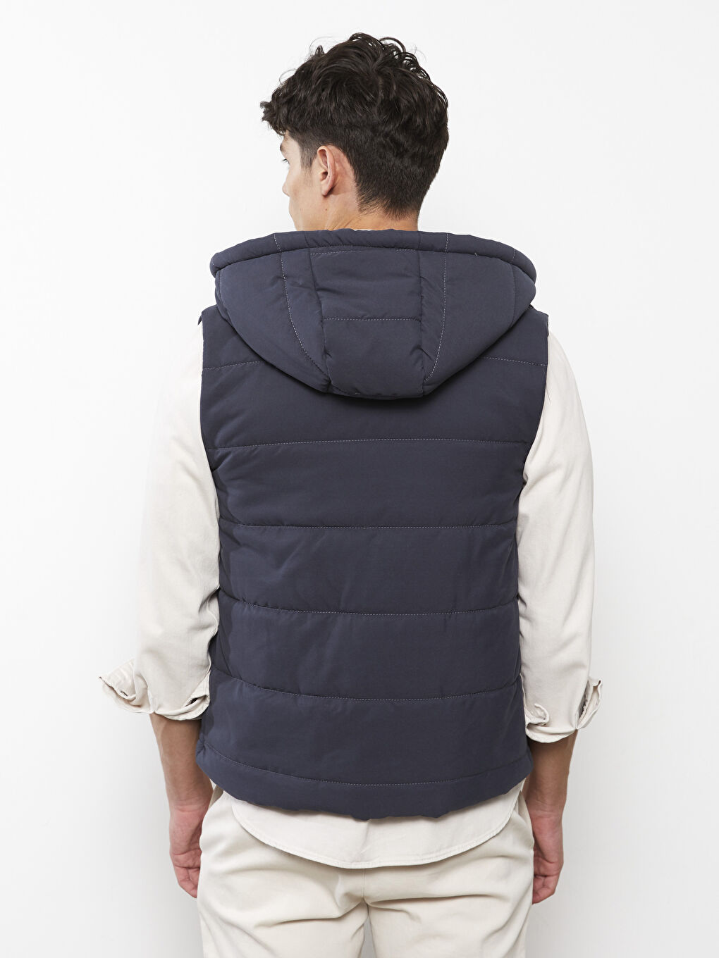 Antrasit Standart Kalıp Kapüşonlu Erkek Yelek-4