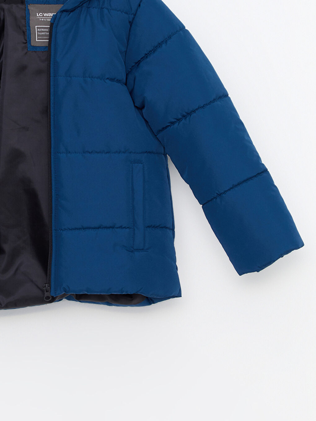 Petrol Kapüşonlu Basic Erkek Çocuk Şişme Mont-2