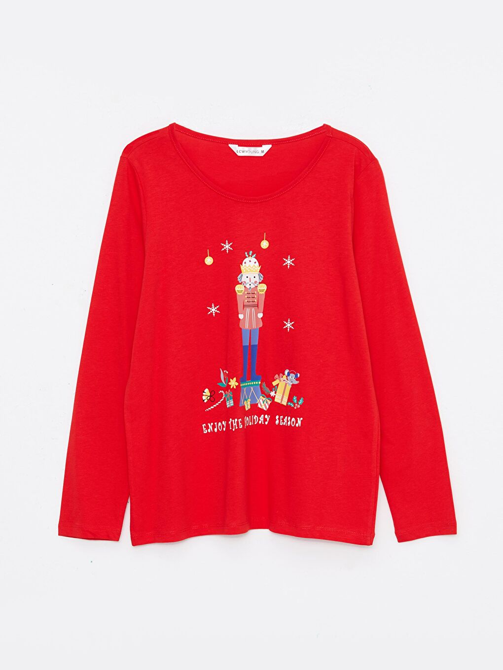 Crew Neck Printed Long Sleeve Cotton Women's Pajama Set-5