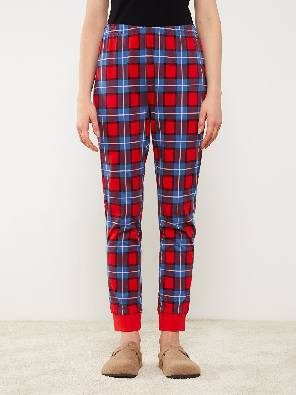 LCW Young Elasticated Waist Plaid Women's Jogger Pyjama Bottoms -W2BI78Z8-LPA