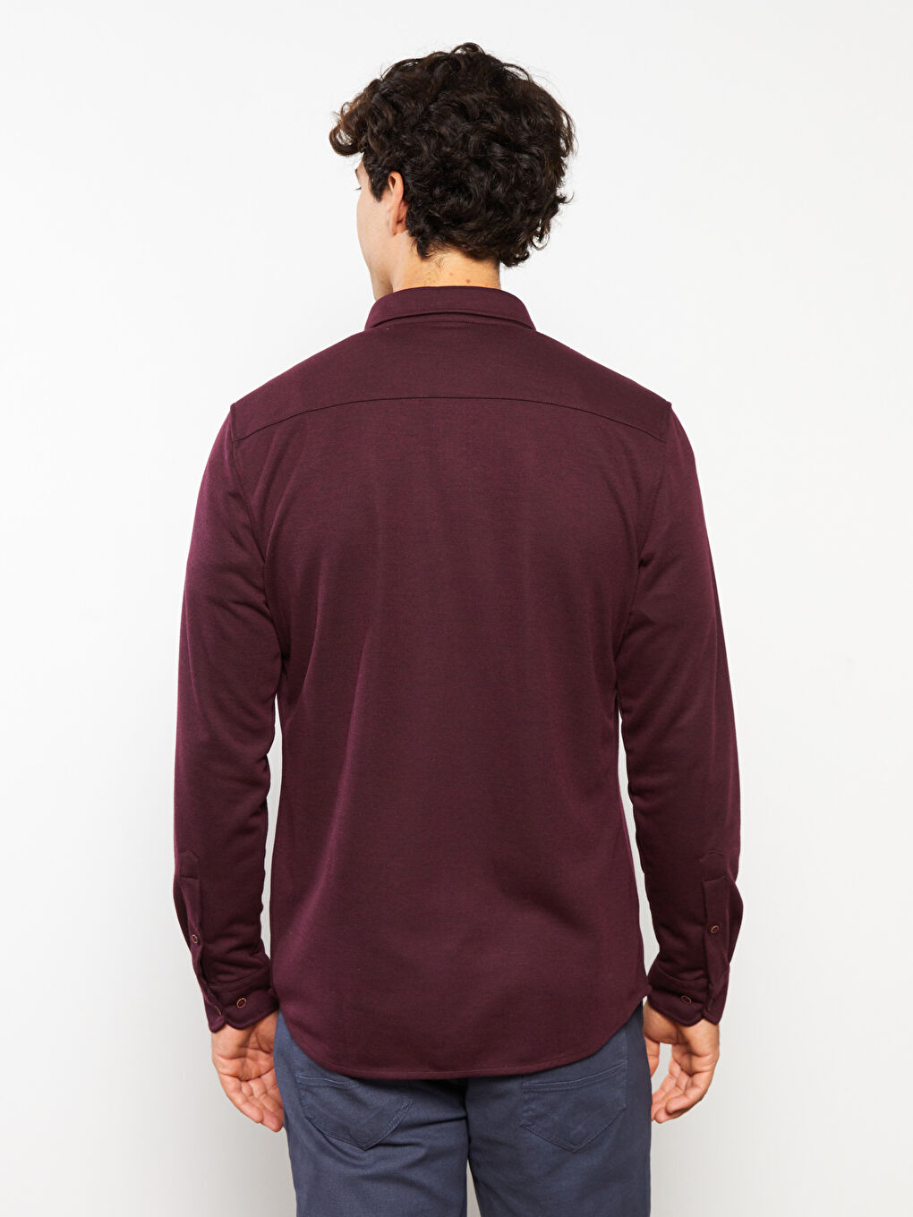 LCWAIKIKI Basic Bordo Slim Fit Uzun Kollu Gabardin Erkek Gömlek - 4