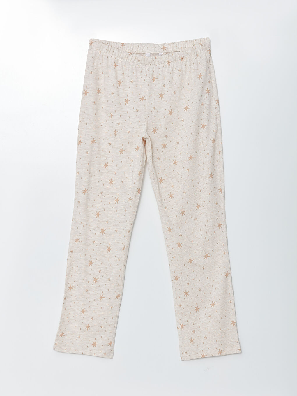 Bej Bisiklet Yaka Yılbaşı Temalı Kadın Pijama Takımı-6