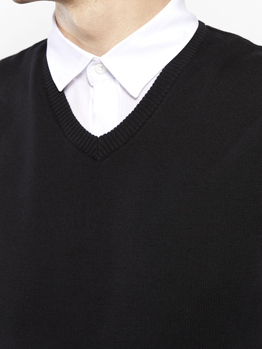 Vestă Pulover Tricotată pentru Bărbați cu Decolteu în V, Croială Standard-3