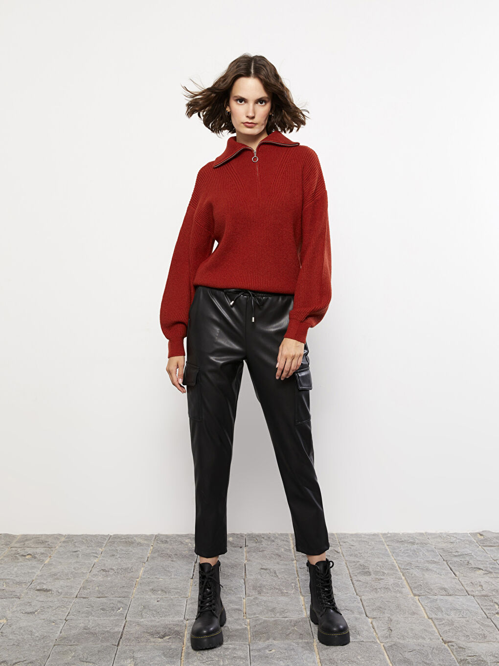 Polo Neck Women's Knitwear Sweater-2