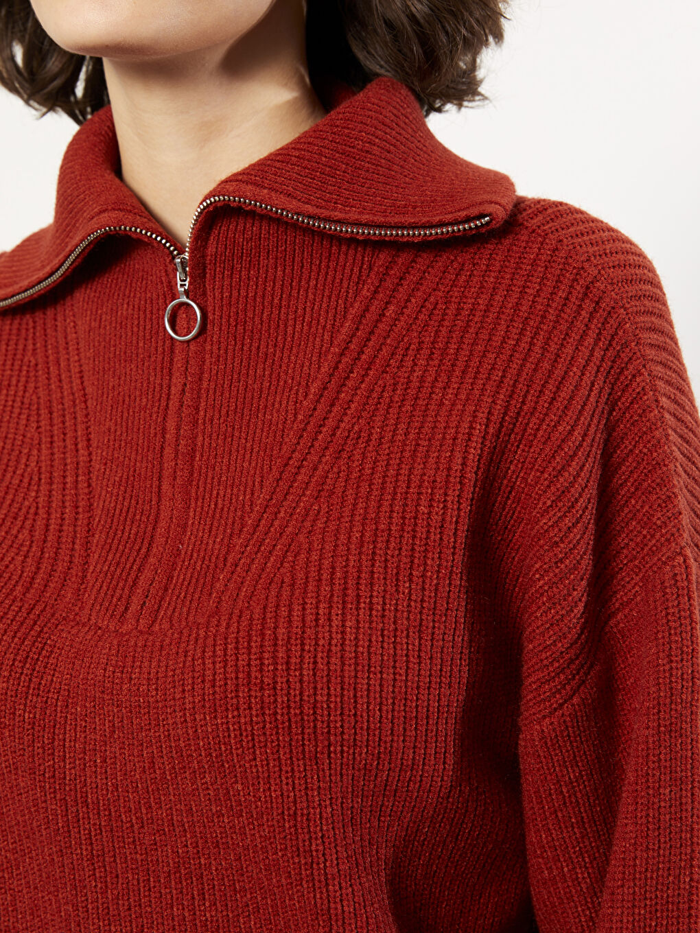 Polo Neck Women's Knitwear Sweater-3