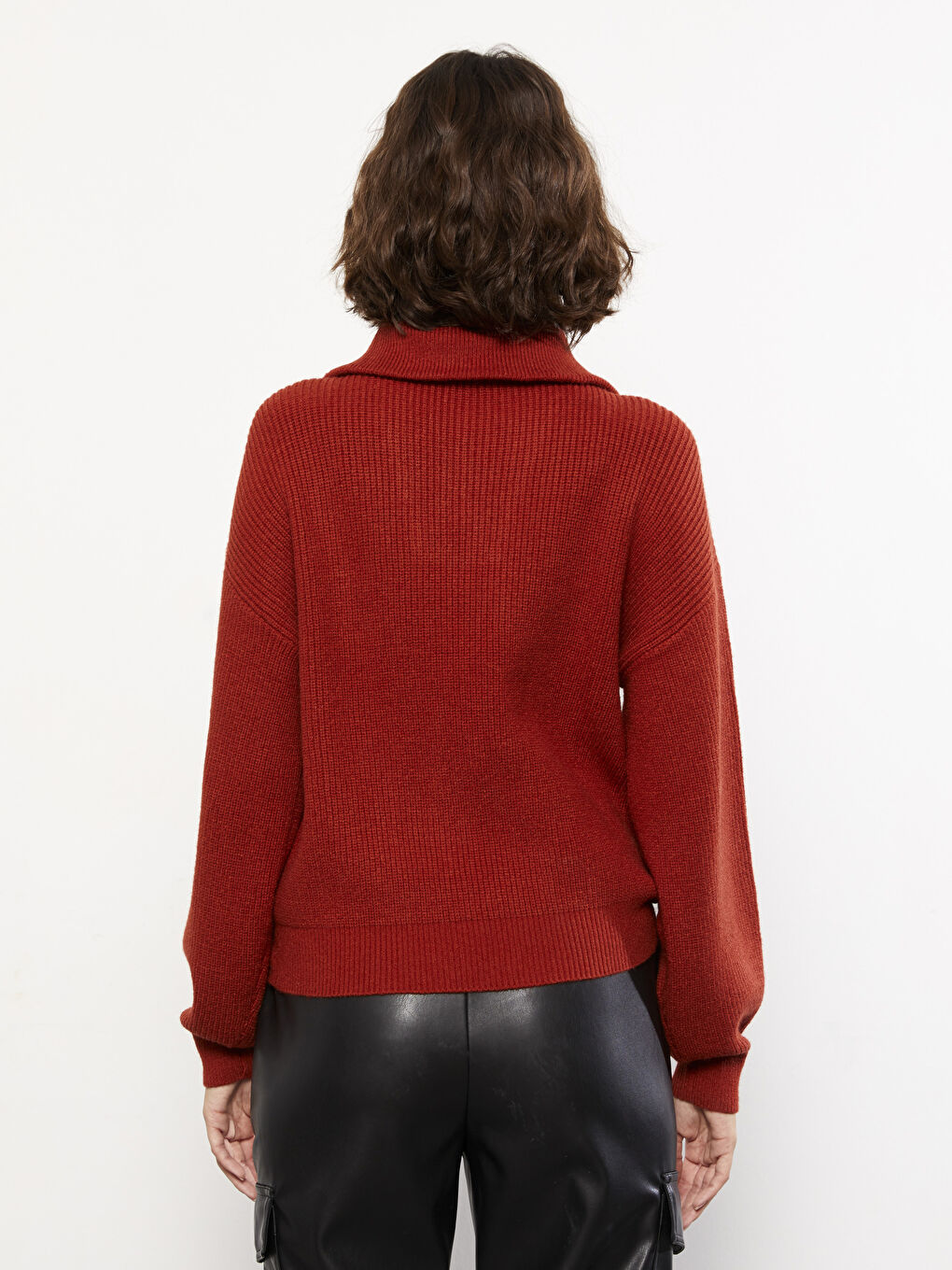 Polo Neck Women's Knitwear Sweater-4