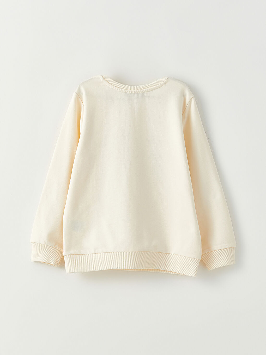 Ekru Bisiklet Yaka Baskılı Uzun Kollu Kız Çocuk Sweatshirt-1